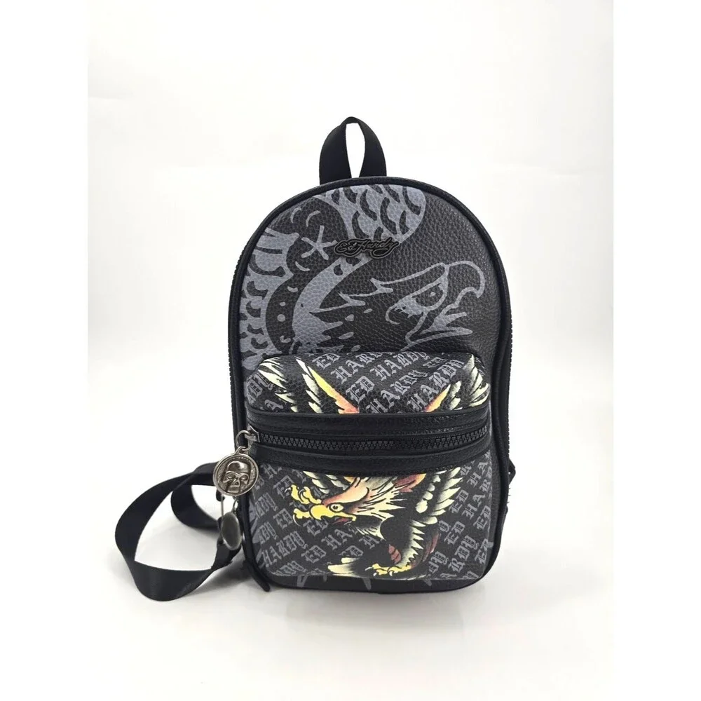 Ed Hardy Eagle Tatoo Monogram Sling Bag NWT